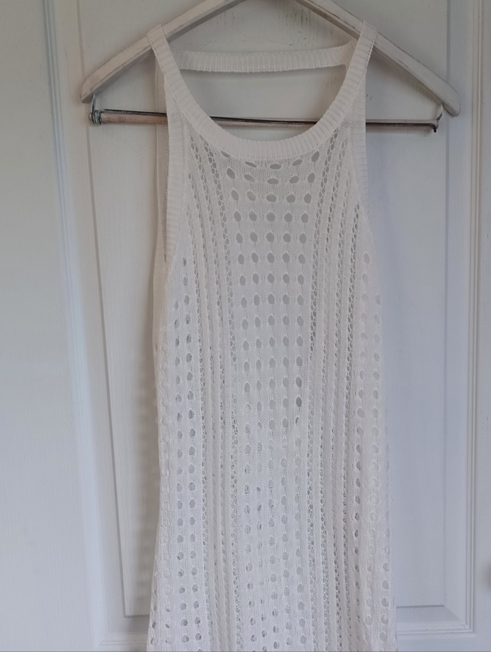 NWT BMJL DRESS FOR YOURSELF SHEER CROCHET KNIT OPENWORK COVER-UP DRESS IVORY XL